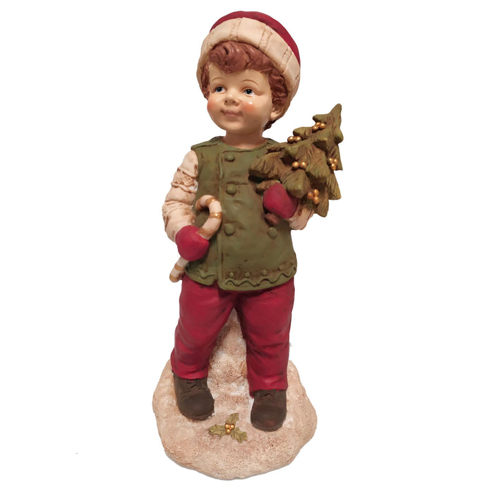 Statua bambino con albero H 24 cm