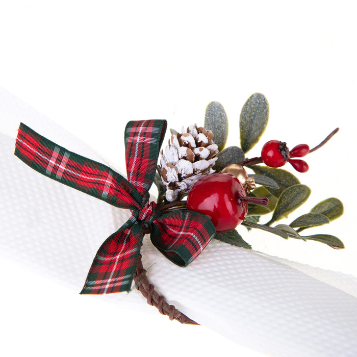 Portatovagliolo Natalizio con Fiocco Scozzese – 8 cm