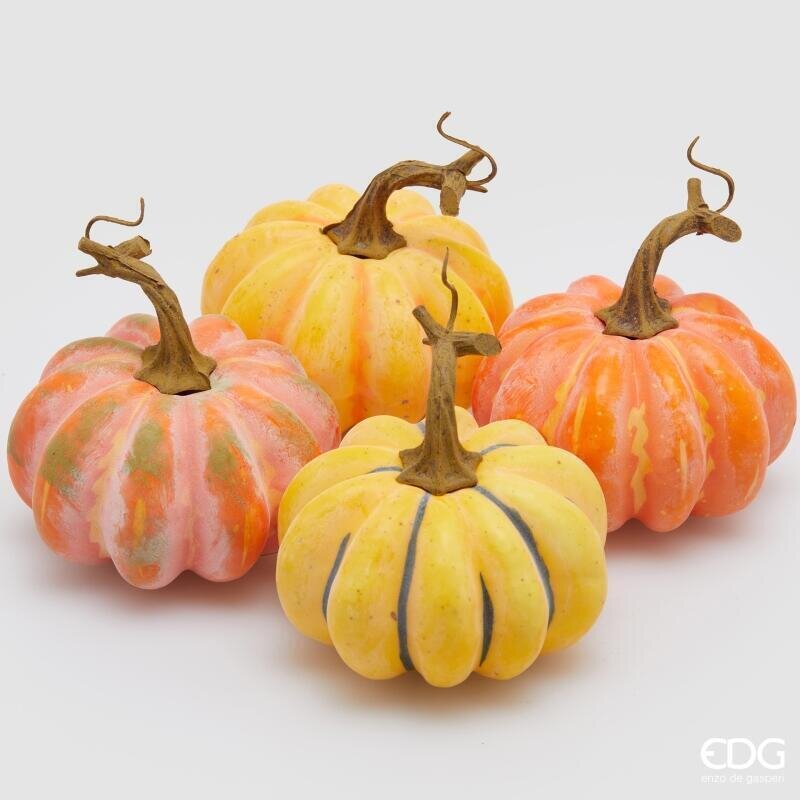 Set 4 Zucche Decorative Assortite H 10 Ø 11 cm EDG Enzo De Gasperi