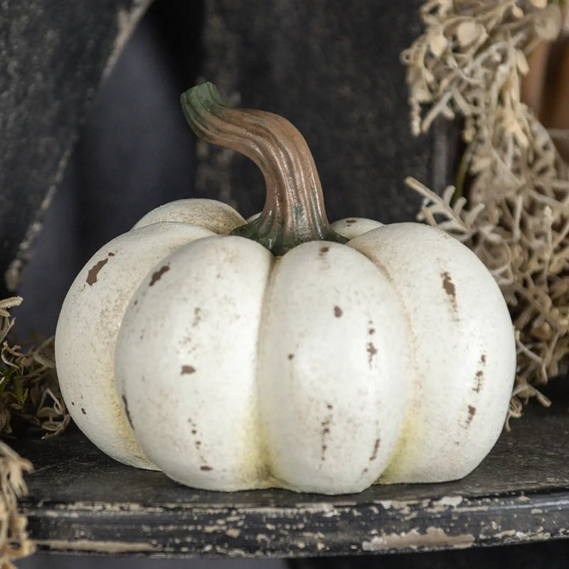 Zucca Decorativa Crema con Sfumature Verdi 14x14x12 cm