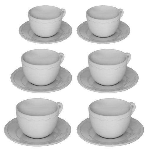 Tazza the set 6 pezzi  bianco c/piattino cmø9,5h7 - Arredo Casa da Sogno