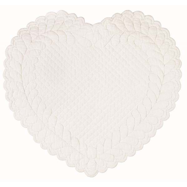 Tovaglietta in cotone a forma di cuore bianco 42x42 cm