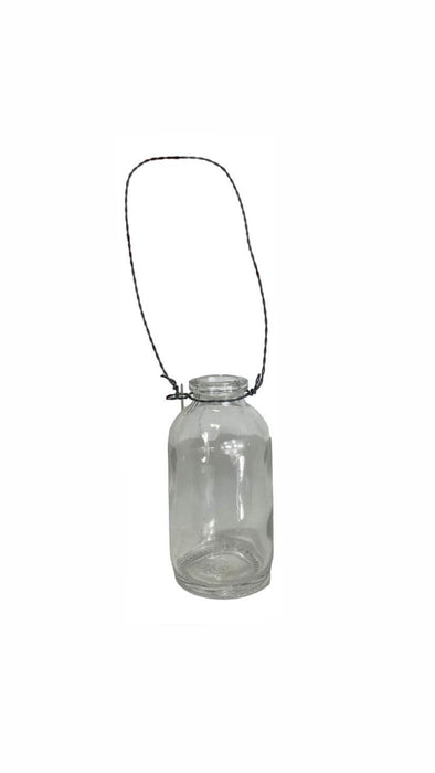 Bottiglietta piccola in vetro con cordino in ferro