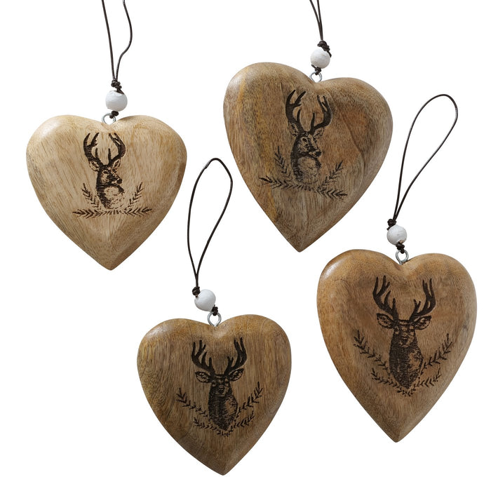 Ciondolo decorativo a forma di cuore  Rudolf in legno Set da 2