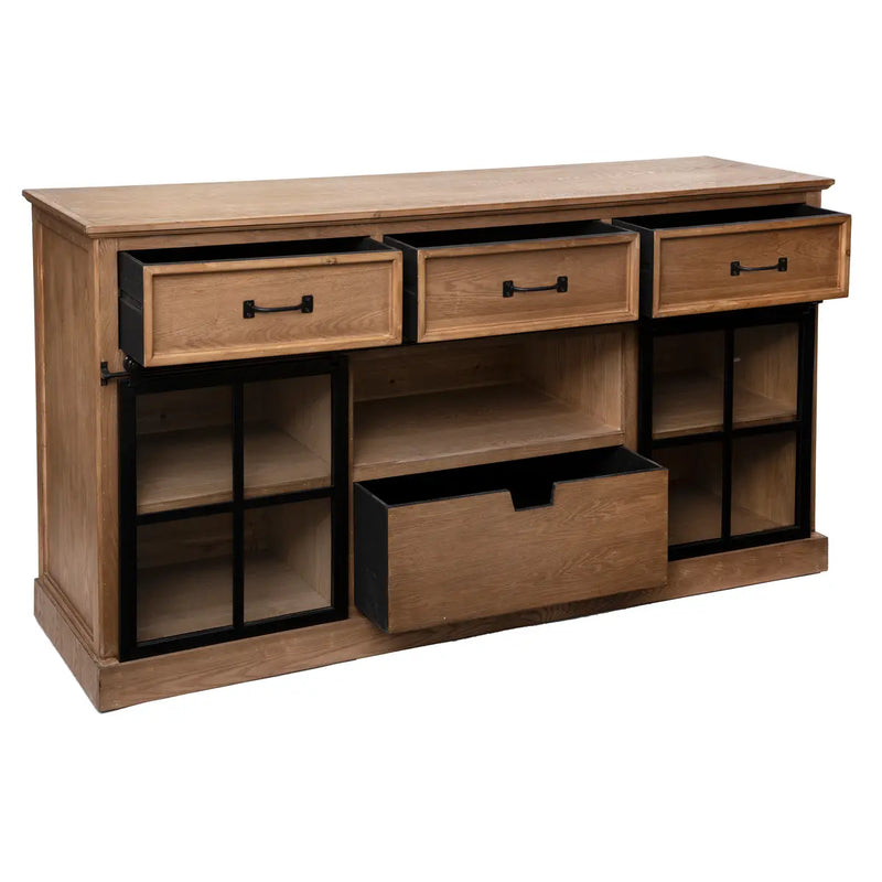 credenza a 2 ante, legno e vetro temperato - Arredo Casa da Sogno