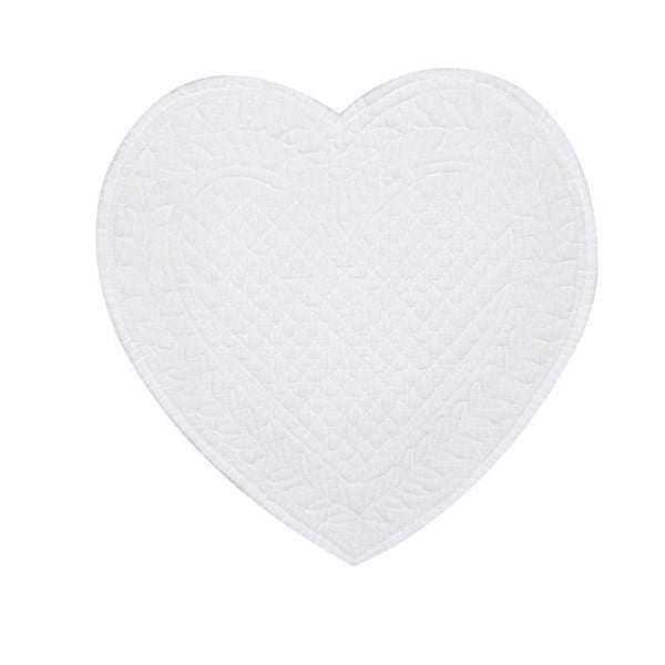 Tovaglietta in cotone a forma di cuore bianco 30x32 cm