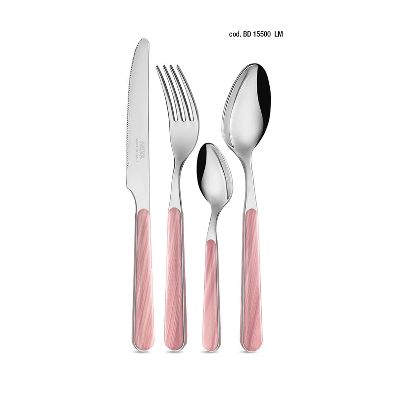 Servizio posate Texture Legno Colorato rosa, 24 pezzi - Arredo Casa da Sogno