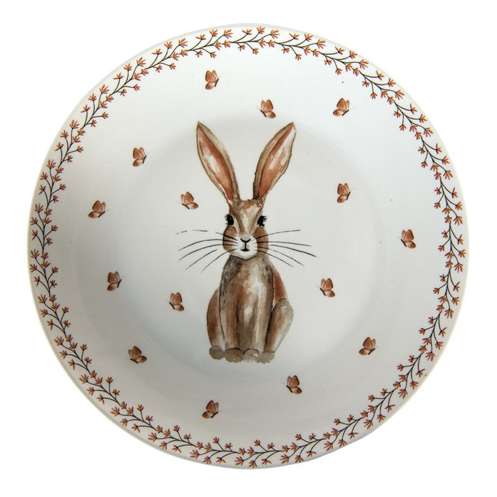 Piatto in ceramica da colazione con motivo coniglio - Rustic bunny