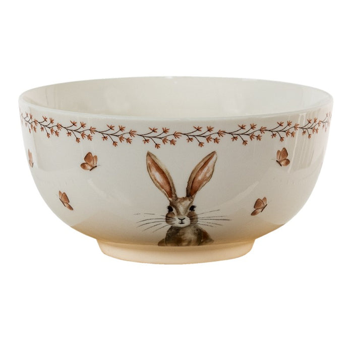 Scodella per colazione in porcellana beige e marrone -Rustic bunny