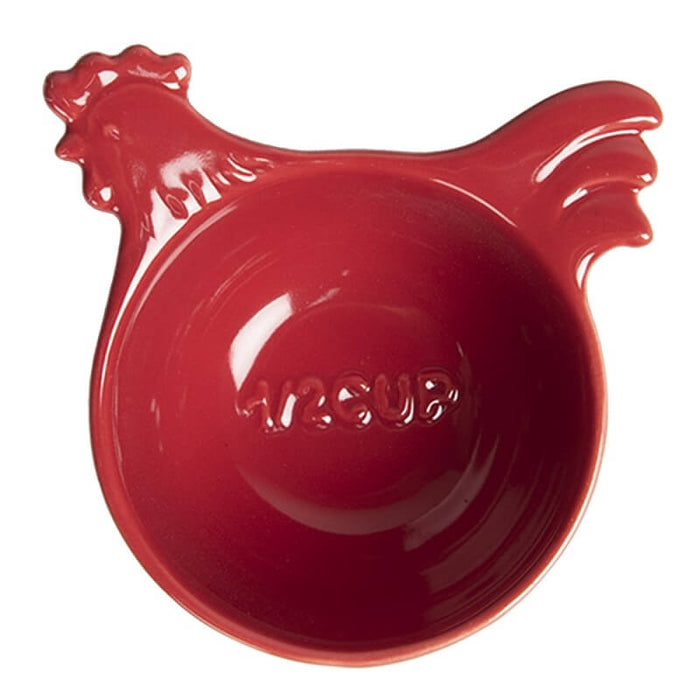 Ciotola dosatore in ceramica rosso a forma di gallo