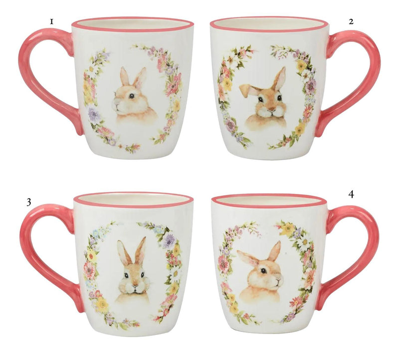 Tazza in ceramica con motivo coniglio e manico rosa - Arredo Casa da Sogno