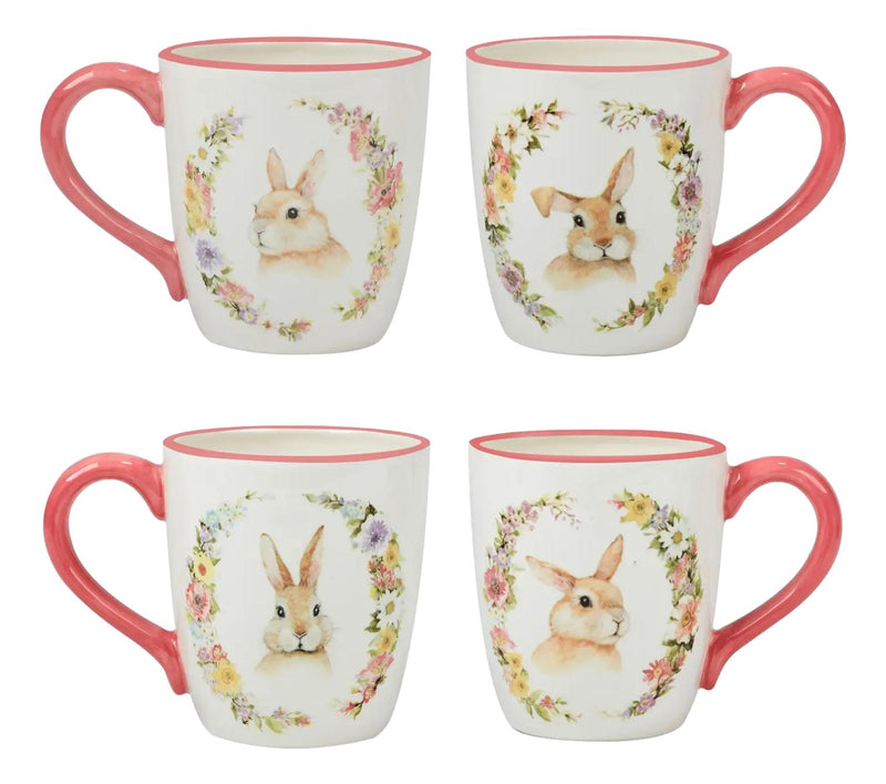 Tazza in ceramica con motivo coniglio e manico rosa - Arredo Casa da Sogno