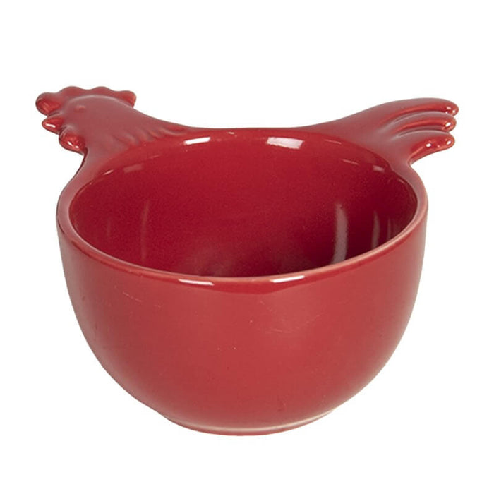Ciotola dosatore in ceramica rosso a forma di gallo