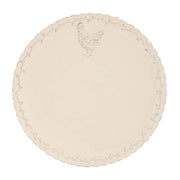 Piatto in ceramica beige con gallina e decoro ai bordi 25.9 cm - Arredo Casa da Sogno