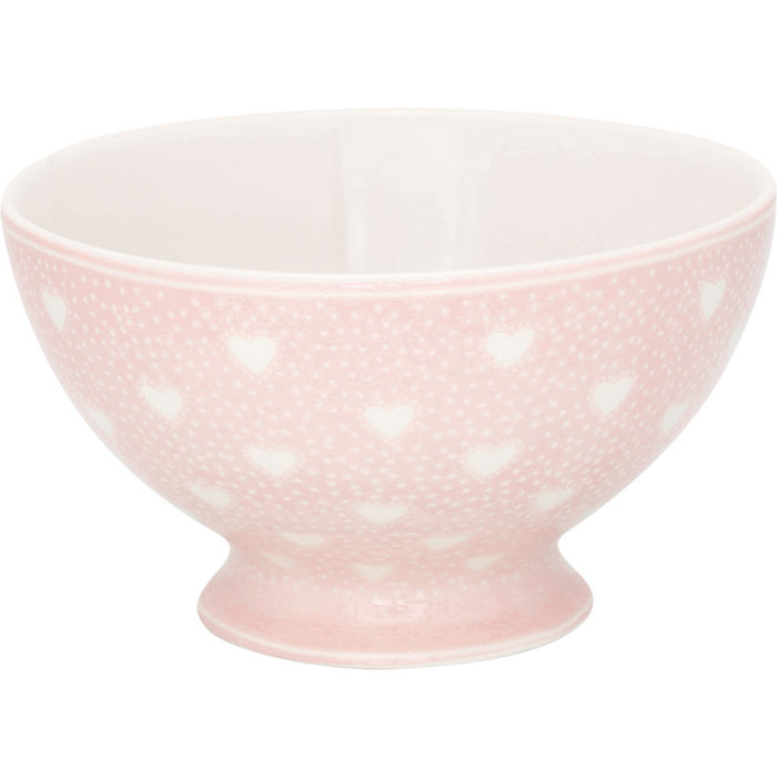 Ciotola in ceramica rosa con cuoricini bianchi  15 cm -Penny pale pink